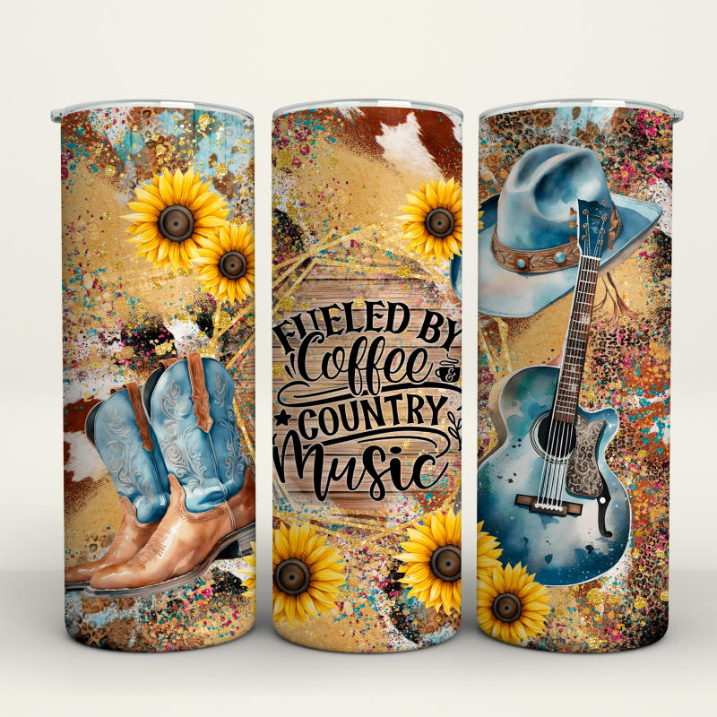 Fueled by Coffee & Country Music - 20 Oz Tumbler Wrap