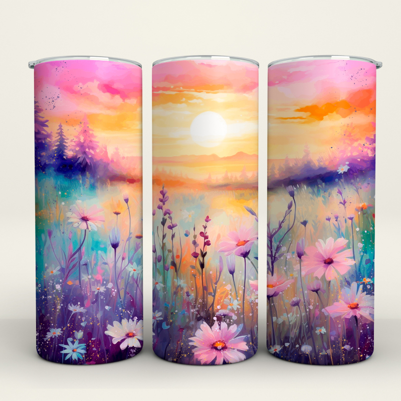 Watercolor Flowers - 20 Oz Tumbler Wrap