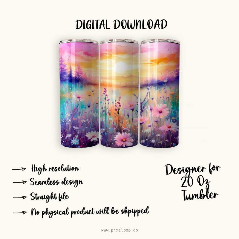 Watercolor Flowers - 20 Oz Tumbler Wrap