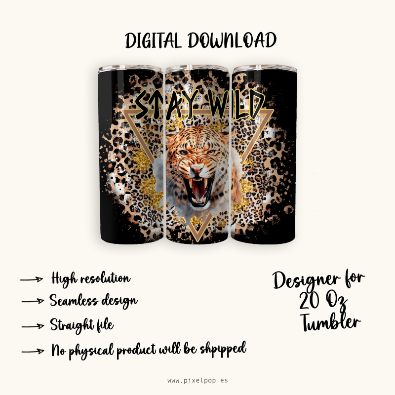 Def Leopard Stay Wild- 20 Oz Tumbler Wrap