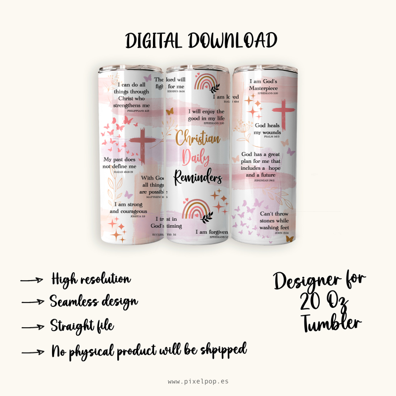 Christian Daily Reminders- 20 Oz Tumbler Wrap