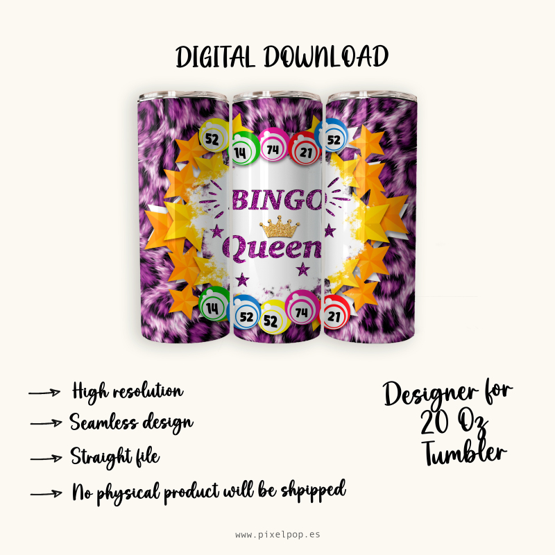 Bingo Queen Leopard - 20 Oz Tumbler Wrap