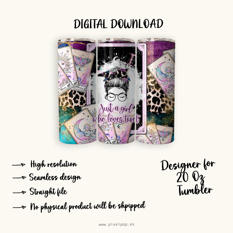 Just A Girl Who Loves Tarot - 20 Oz Tumbler Wrap