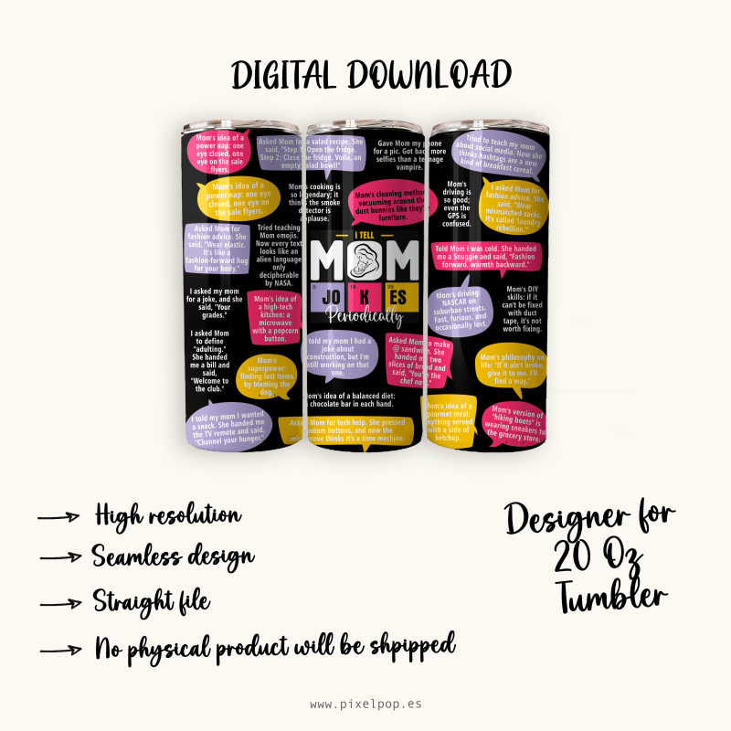 Mom Jokes - 20 Oz Tumbler Wrap