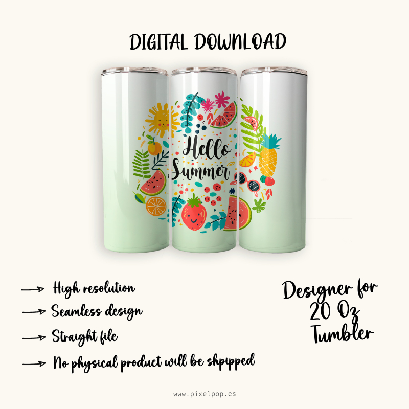 Hello Summer - 20 Oz Tumbler Wrap