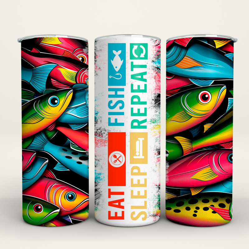 Eat Fish, Sleep Repeat - 20 Oz Tumbler Wrap