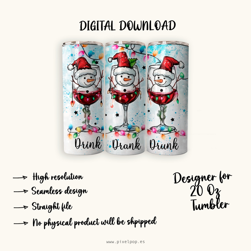 Drink Drank Drunk - 20 Oz Tumbler Wrap